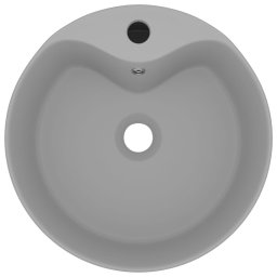 vidaXL Wastafel met overloop 36x13 cm keramiek mat lichtgrijs