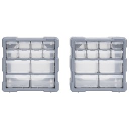 vidaXL Organisers met 12 lades 2 st 26,5x16x26 cm