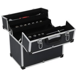 vidaXL Gereedschapskoffer 38x22,5x34 cm aluminium zwart