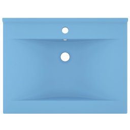vidaXL Wastafel met kraangat 60x46 cm keramiek mat lichtblauw