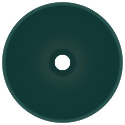vidaXL Wastafel rond 32,5x14 cm keramiek mat donkergroen