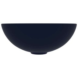 vidaXL Wastafel rond keramiek donkerblauw