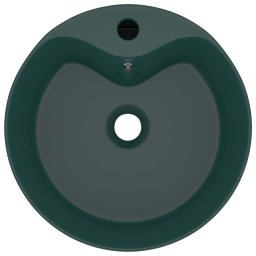 vidaXL Wastafel met overloop 36x13 cm keramiek mat donkergroen