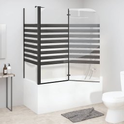 vidaXL Badwand gestreept 120x68x130 cm gehard glas