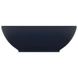 vidaXL Wastafel ovaal 40x33 cm keramiek mat donkerblauw