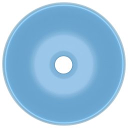 vidaXL Wastafel rond 40x15 cm keramiek mat lichtblauw