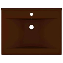 vidaXL Wastafel met kraangat 60x46 cm keramiek mat donkerbruin