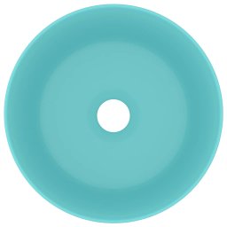 vidaXL Wastafel rond 40x15 cm keramiek mat lichtgroen