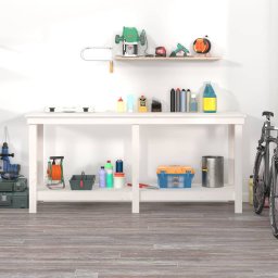 vidaXL Werkbank 180x50x80 cm massief grenenhout wit