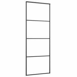 vidaXL Schuifdeur 76x205 cm mat ESG-glas en aluminium zwart