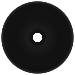 vidaXL Wastafel rond 32,5x14 cm keramiek matzwart