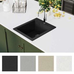 vidaXL Spoelbak opbouw enkele bak graniet zwart