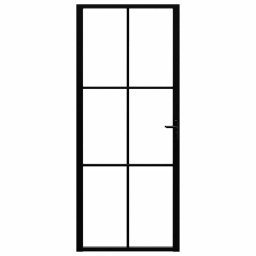 vidaXL Binnendeur 83x201,5 cm ESG-glas en aluminium zwart