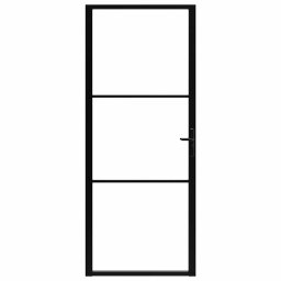 vidaXL Binnendeur 93x201,5 cm ESG-glas en aluminium zwart