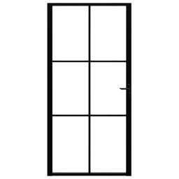 vidaXL Binnendeur 102,5x201,5 cm ESG-glas en aluminium zwart