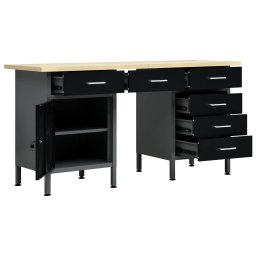 vidaXL Werkbank 160x60x85 cm staal zwart