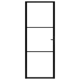 vidaXL Binnendeur 76x201,5 cm ESG-glas en aluminium zwart