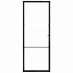vidaXL Binnendeur 83x201,5 cm ESG-glas en aluminium zwart