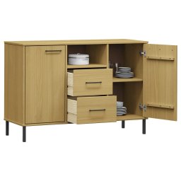 vidaXL Dressoir met metalen poten OSLO 113x40x77 cm grenenhout bruin