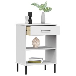 vidaXL Wandkast met metalen poten OSLO massief grenenhout wit