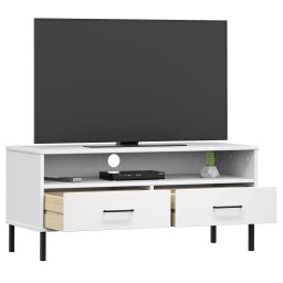 vidaXL Tv-meubel met metalen poten OSLO massief grenenhout wit