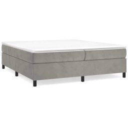 vidaXL Boxspring met matras fluweel lichtgrijs 200x200 cm