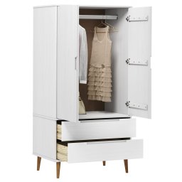 vidaXL Kledingkast MOLDE 90x55x175 cm massief grenenhout wit