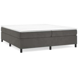 vidaXL Boxspring met matras fluweel donkergrijs 200x200 cm