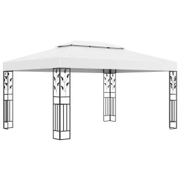 vidaXL Prieel met dubbel dak en LED-lichtslinger 3x4 m wit