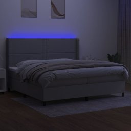 vidaXL Boxspring met matras en LED stof lichtgrijs 200x200 cm