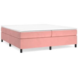 vidaXL Boxspring met matras fluweel roze 200x200 cm