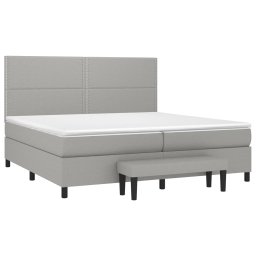 vidaXL Boxspring met matras stof lichtgrijs 200x200 cm