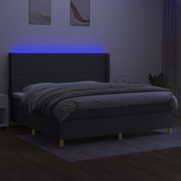 vidaXL Boxspring met matras en LED stof donkergrijs 200x200 cm