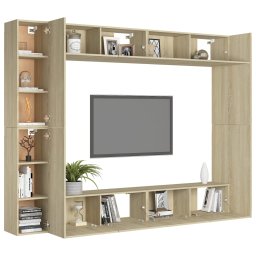 vidaXL 8-delige Tv-meubelset bewerkt hout sonoma eikenkleurig