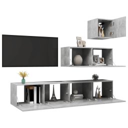 vidaXL 4-delige Tv-meubelset bewerkt hout betongrijs