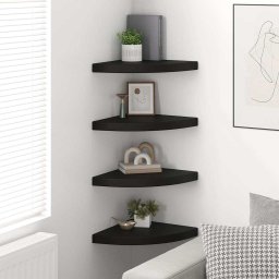 vidaXL Hoekschappen zwevend 4 st 35x35x3,8 cm MDF zwart