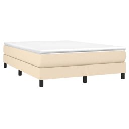 vidaXL Boxspring bed stof crèmekleurig 140x200 cm