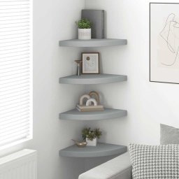 vidaXL Hoekschappen zwevend 4 st 35x35x3,8 cm MDF grijs
