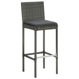 vidaXL Barkrukken 6 st met kussens poly rattan grijs