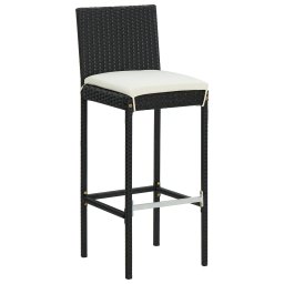 vidaXL Barkrukken 6 st met kussens poly rattan zwart