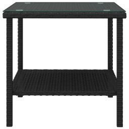 vidaXL Bijzettafel 45x45x45 cm poly rattan en gehard glas zwart
