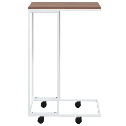 vidaXL Bijzettafel met wieltjes 40x30x63,5 bewerkt hout wit en bruin