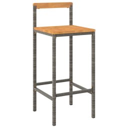 vidaXL Barkrukken 4 st poly rattan en massief acaciahout grijs