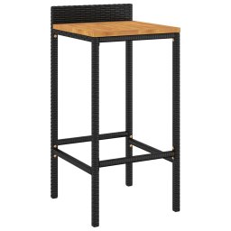 vidaXL Barkrukken 4 st poly rattan en massief acaciahout zwart