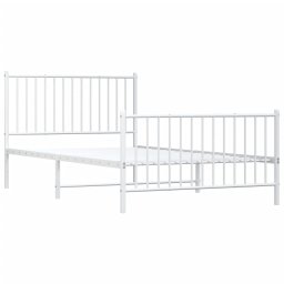 vidaXL Bedframe met hoofd- en voeteneinde metaal wit 107x203 cm