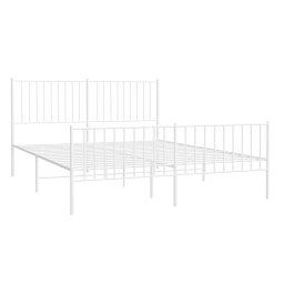 vidaXL Bedframe met hoofd- en voeteneinde metaal wit 160x200 cm