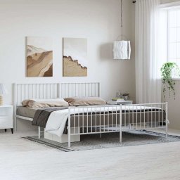 vidaXL Bedframe met hoofd- en voeteneinde metaal wit 183x213 cm