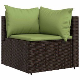 vidaXL Tuinhoekbanken met kussens 2 st poly rattan bruin