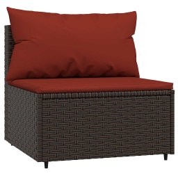vidaXL Tuinmiddenbanken met kussens 2 st poly rattan bruin