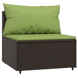 vidaXL Tuinmiddenbanken met kussens 2 st poly rattan bruin